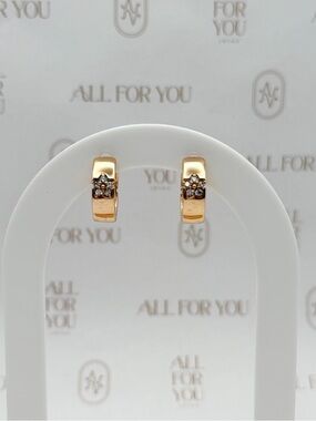 18K Gold Filled Mini Hoop Spring Blossom Earrings with CZ Flower Detail